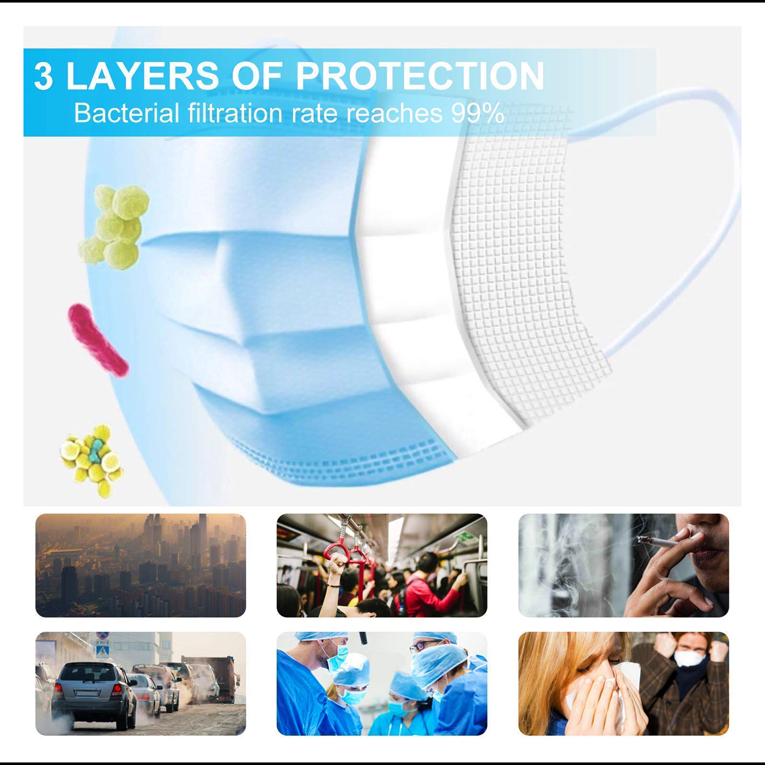 Non Woven Dispsoable Face Mask Virus Protective Earloop Doctor Mouth Mask