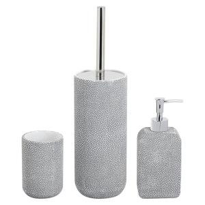 China Grey Resin Bathroom Accessories Rectangular Shape With Chrome Pump Head factory