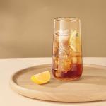 Durable Champagne Water Glass Drinkware Cups With Gold Trim Nontoxic