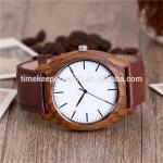 Aliexpress hot selling high quality wood case watch genuine leather strap mens