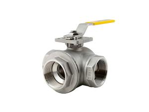 China DN40 3 Way Stainless Ball Valve 5-8F 316L Body PTFE Seats NPT Or Tri Clover Clamp Ends factory