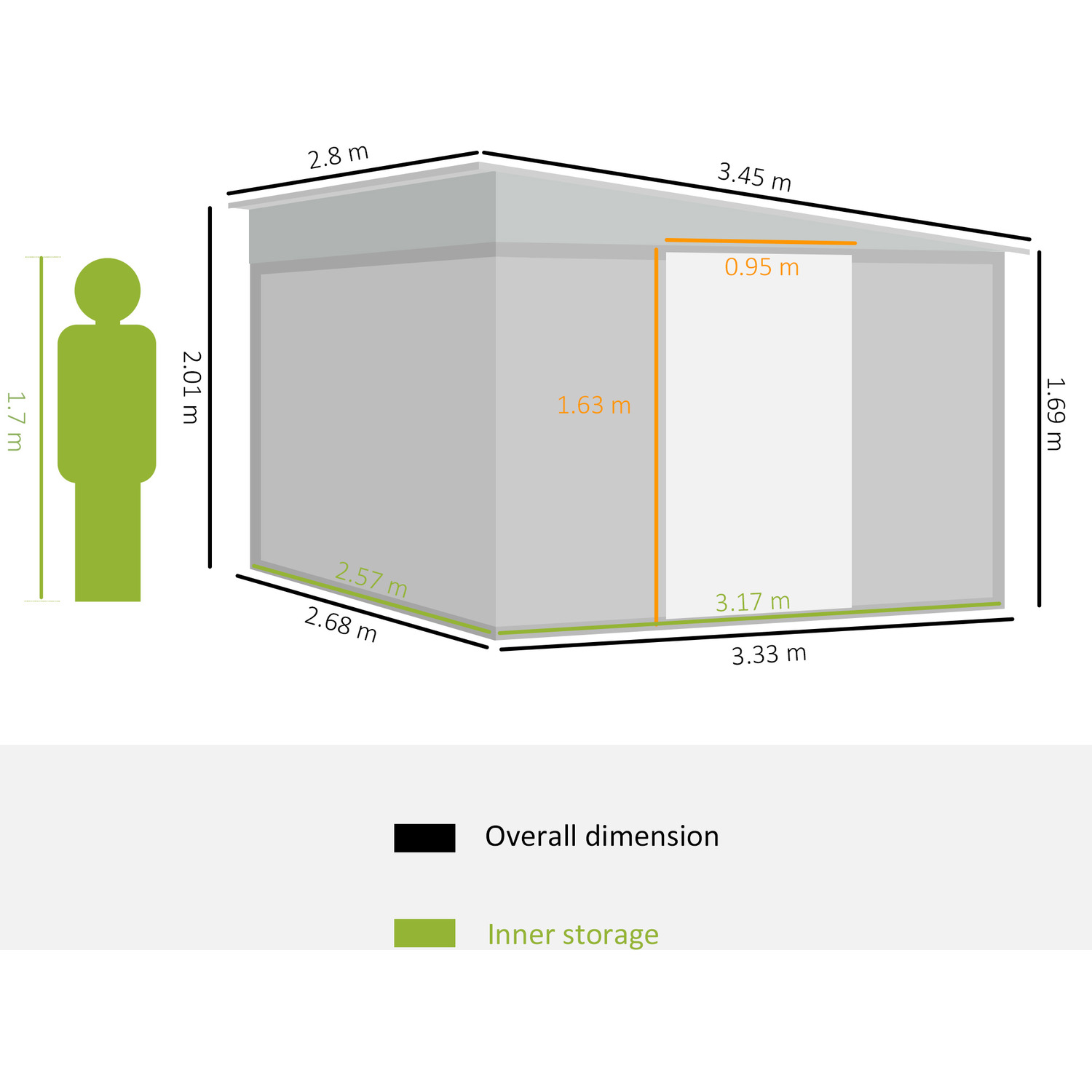11x9ft Metal Outdoor Shed House Storage Garden Building Shed with Powder Coated Finish