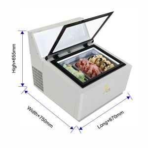 Smart Gelato Ice Cream Showcase 200W Reverse Cycle Defrost Refrigeration