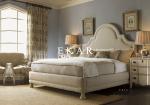 Modern Bedroom Wooden Frame Beige Upholstered King Size Bed