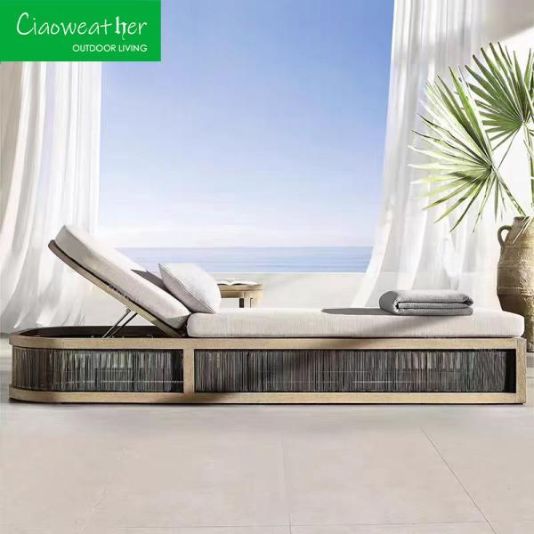 Outdoor Teak Wood Furniture Modern Design Garden Recliner Solid Wooden Teak