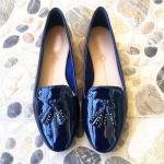 PU Lining Calf Leather Flat Heeled Shoes 22.5cm-25cm Ladies Leather Loafers