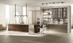 Tailored UV Kitchen Cabinet Wood Veneer Custom Kitchen Cabinets With Glass