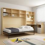 CARB Wall Mounted Wood Panel Furniture Hotel Guest Room Murphy Wall Bed