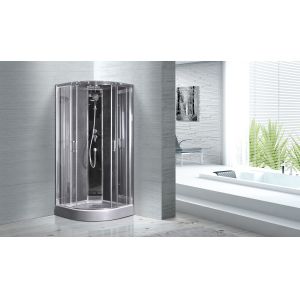 Quadrant Shower Cubicles 900 X 900 X 2100 MM Circle Grey ABS Tray Chrome Profiles