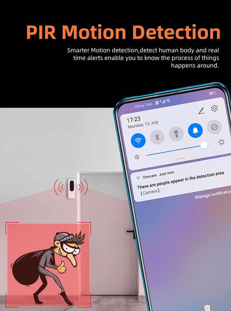 White PIR Tuya Video Doorbell Home Assistant Two Way Voice Speak