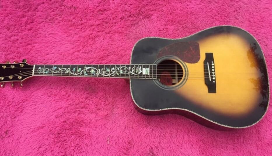 2018 New Sunburst Chibson G45 deluxe acoustic guitar Real Abalone Inlays rosewood body G45 electric acoustic guitar
