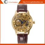 WN03 Black Brown Genuine Leather Watch for Man Business Watch Hollow Out