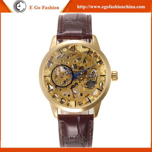 WN03 Black Brown Genuine Leather Watch for Man Business Watch Hollow Out