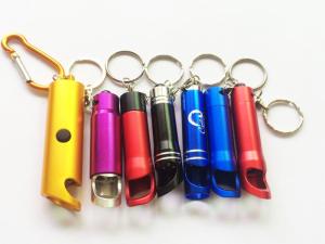 China Personalized Anodized Aluminum LED Light Keychain Beer Bottle Opener, Laser Engrave Logo, Cheap Key Ring factory