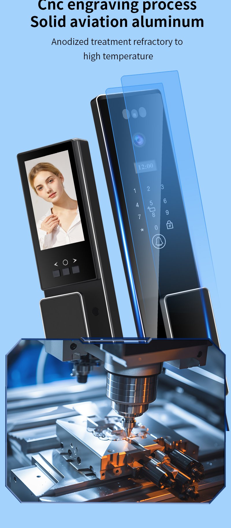 Digital 13 Languages Face Door Lock Tuya App With Video Intercom