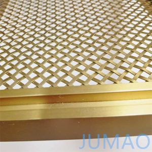 Custom Mild Steel Cabinet Mesh Inserts Gold Galvanized Surface