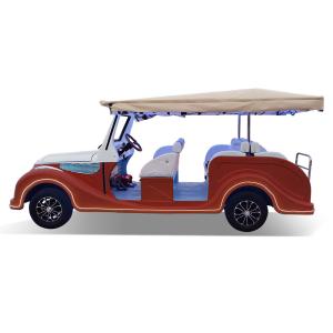 China Red Color 8 Seats Classic Golf Cart Steel Frame Iron Shell Stamping Body 5kw 48V*150AH factory