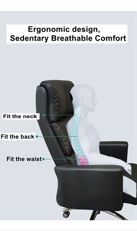 High Back Leather Office Swivel Chairs Eider Cotton Padding Adjustable Swivel