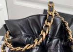 Bucket Genuine Leather Shoulder Handbag , 30cm Black Chain Handbag