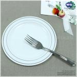 Disposable Dinner Plate White With Silver Florence Design Elegant Disposable