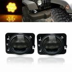 IP 68 Jeep Wrangler Headlights , 2x Smoked LED Front Fender Flare Turn Signal
