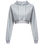 Long Sleeve Cropped Cotton Drawstring Crop Top Hoodie Pullover