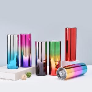 China 600ml Red Metallic Drink Ware Custom 20 Oz Stainless Steel Tumbler Skinny Sublimation Wine Tumblers Executive Mirror Chrome Water Mug Straight Body factory
