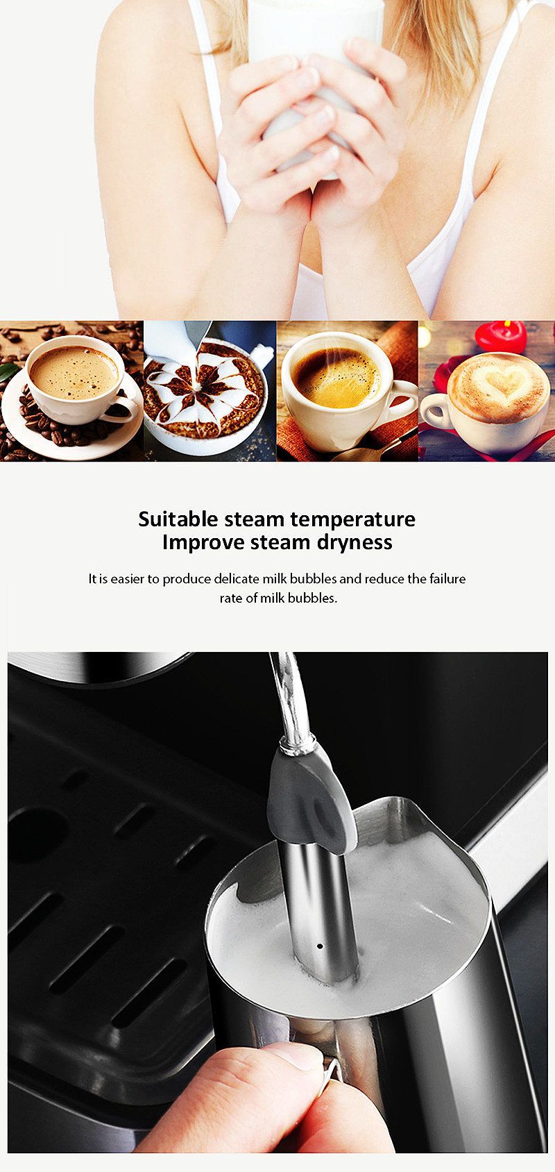 Home Coffee Machine 1450W 220V Stainless Steel Portable Nano Electric Espresso Machine 2