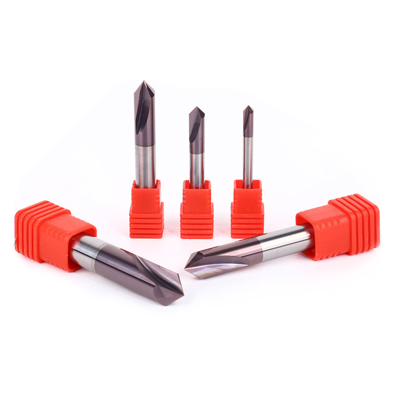 Manufacturer HRC55 90 Degree 4Flute Carbide Drill for Cnc 2 Cnc Chamfer End Mill Tools With Coated Center Point Drill Bit for Cn