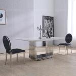 Width 39inch Stainless Steel Kitchen Table Set Artificial Marble Top Dining