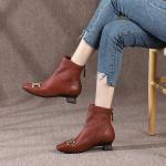HZM029 Embroidered Retro Women'S Boots Autumn And Winter New Style Leather Women