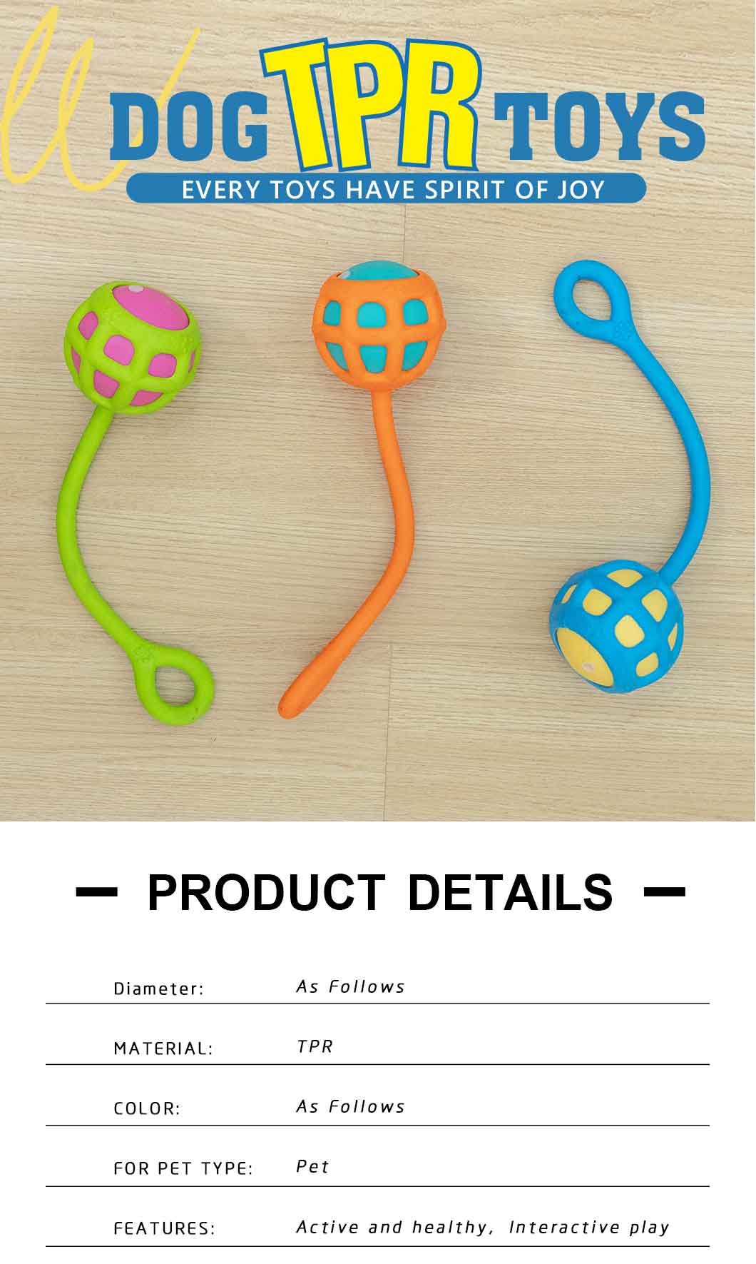 Manufacturer wholesale orange green blue chew dog tpr toys
