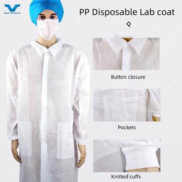 Spring/Autumn Season OEM Customized Non-Woven PP Lab Coat for Food Industry