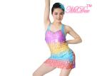 Custom Size Camisole Rainbow A-Line Lyrical Dress Latin Dance Dresses For Lady