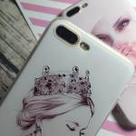 PC+TPU Silk Skin 3D Relief Painting Elegant Lady Face Pattern Cell Phone Case