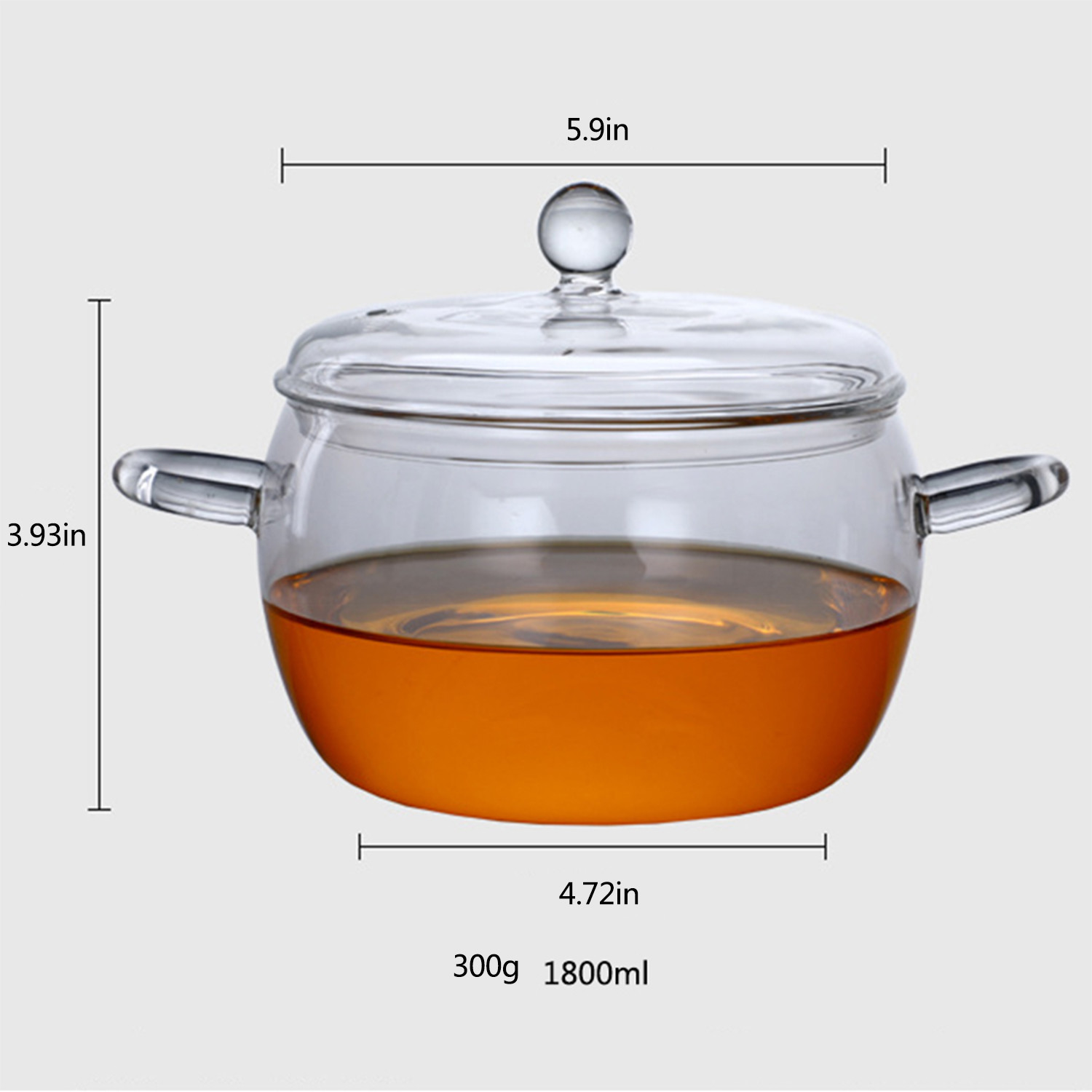 Soup Round Double Ears 1800ml Borosilicate Glass Pot