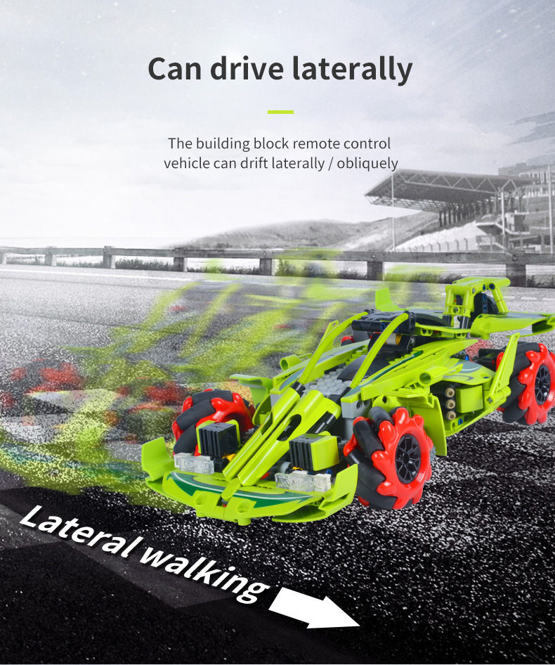 2 Channels Remote Control Children's Drift Racing Toy for Building Block Cars Assembly