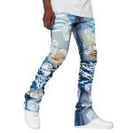 Sublimation Printed Drop Crotch Sweatpants Baggy French Terry Sportswear