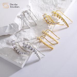 China Full Round Diamond Stud Earrings 18k Gold Jewellery Zircon Hook For Women factory