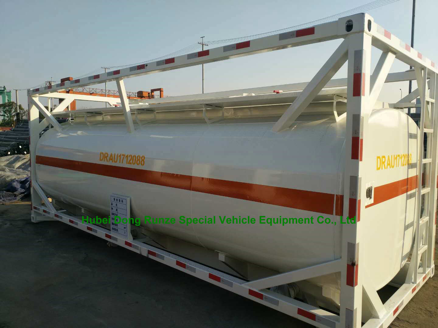 Chemical 20ft Tank Container For High Corrosive Hydrochloric Acid , Sodium Hypochlorite