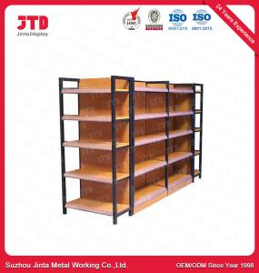 China Steel Q195 Wooden Gondola Shelving 1200mm 1800mm 5 Tier Storage Shelf factory