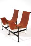 Mid Century Leather Sling Lounge Chair / Modern Contemporary Lounge Chair
