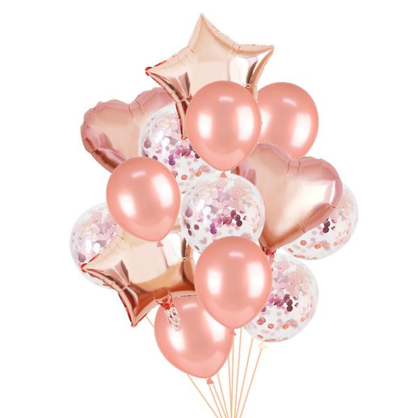 14pcs/set 18inch Heart Star Foil Balloons 12inch Latex Confetti Helium Air Ball