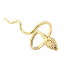 China Snake 18K Diamond Ring Customized Open Adjustable Gold Plated Finger Ring factory
