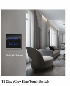 China RS485 Blue Light Style Glass Panel Touch Switch Zinc Alloy Edge Frame factory
