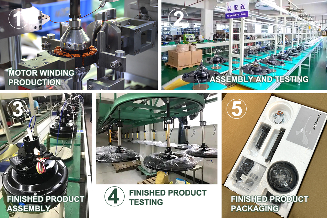 LED Ceiling Fan Lights factory- Low Floor Ceiling Fan 5 Blades Solid Wood Integrated High Wind Ceiling Fan Light 1