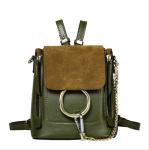 Double Shoulder Bags Women School Bags Cowhide Cross-body Bag with Big Ring