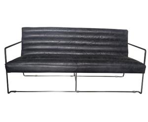 China Black Vintage Leather Sofas 1-3 Seat Ribbed Couch factory