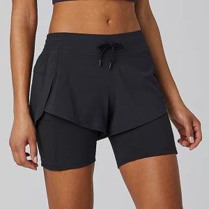 China Quick Dry Double Layer Active Yoga Shorts Breathable 2 Pieces Tennis Shorts factory