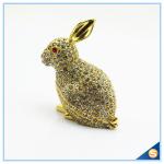 Handcraft Metal Rabbit Shape Trinket Box Full Of Rhinestone Lucky jewelry Box
